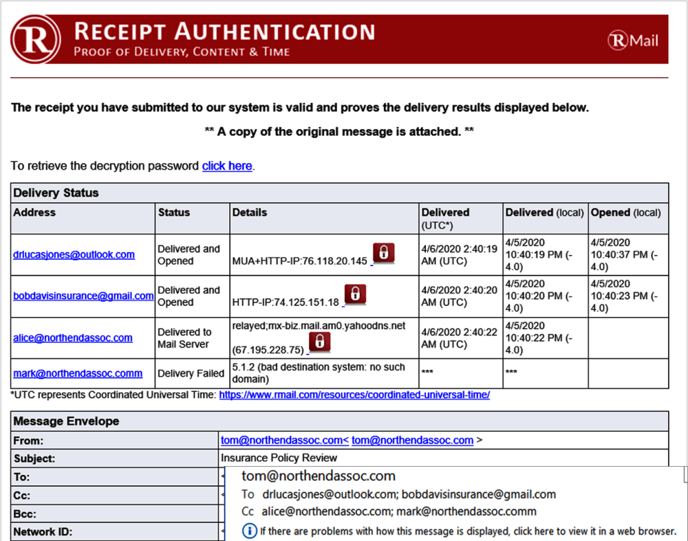 Receipt Authentication- Email Security | Frama